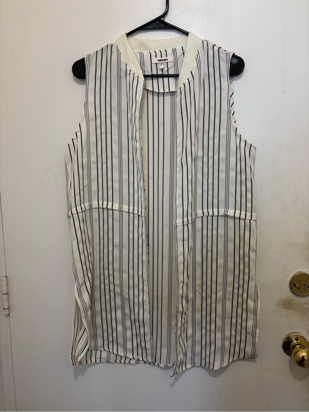 Koton Women’s Cream & Black Striped Sleeveless Open Front Vest | EU 38 / UK 10